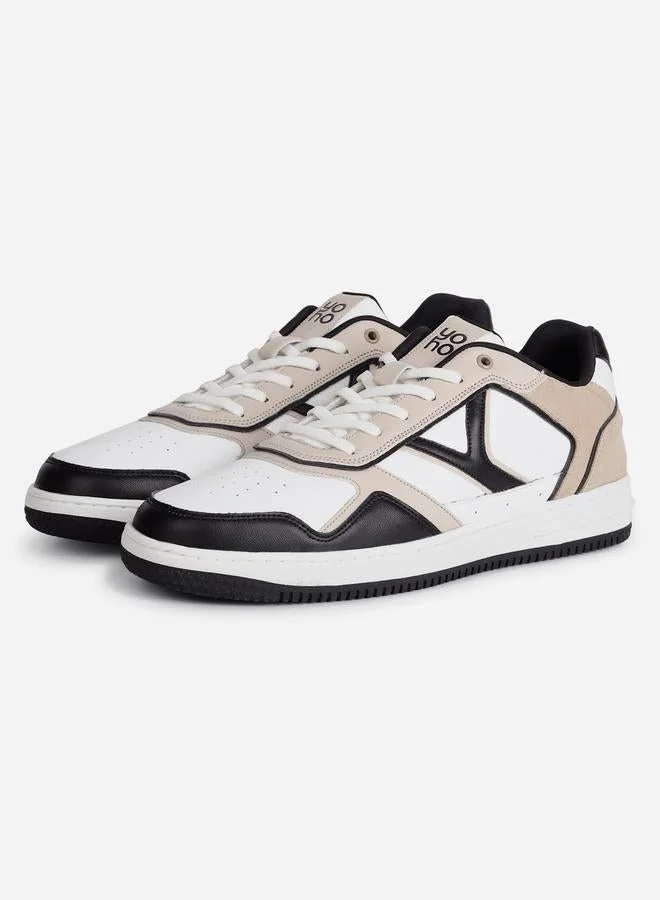Yoho Beige Men Suede Look Panel Fashion Sneakers for Men | Best Price UAE